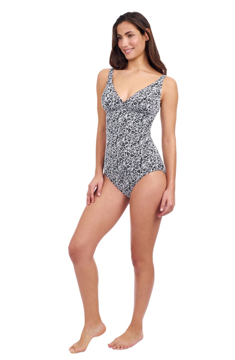 Profile by Gottex Plumeria D Cup V Neck Tankini, Alternate, color, Black & White