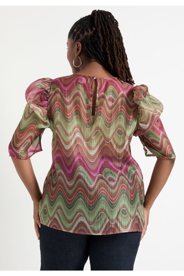 Mutton Sleeve Organza Blouse, Alternate, color, HEAT WAVES