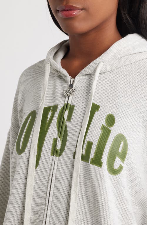 Boys Lie All Star Front Zip Waffle Stitch Hoodie In White