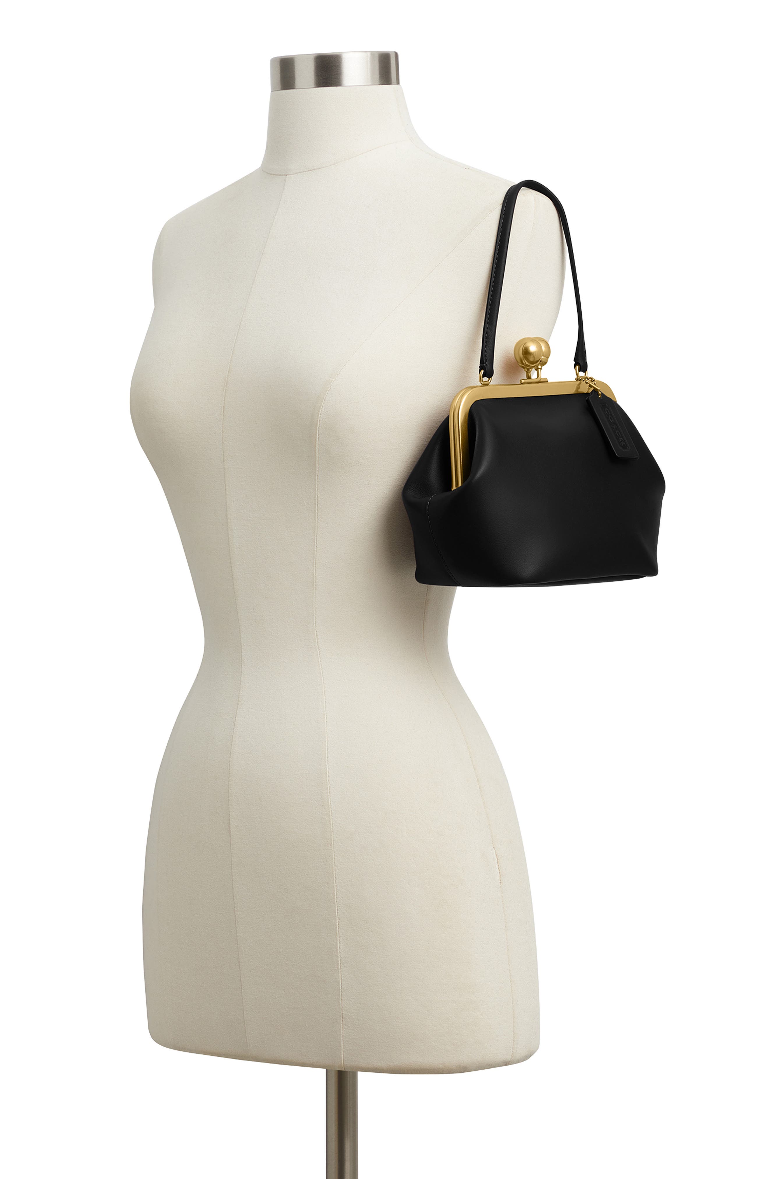 COACH Kisslock Frame Leather Bag, Alternate, color, 