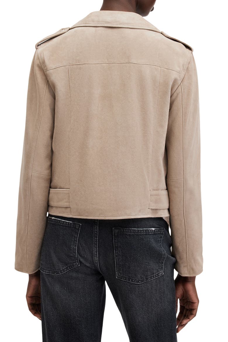 Suede Moto Jacket, Alternate, color, WARM TAUPE GREY