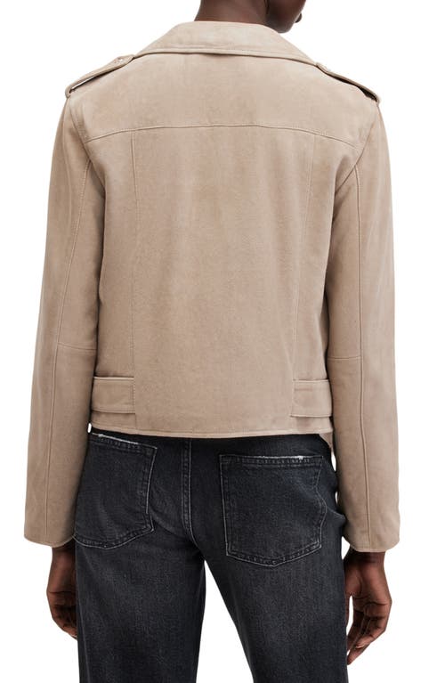 Allsaints Suede Balfern Biker Jacket In Neutral