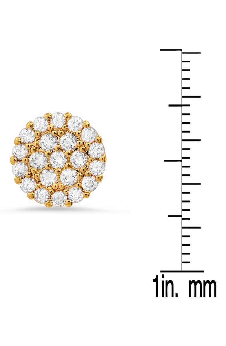 STEELTIME HMY Jewelry Stainless Steel Round Pave Simulated Diamond Stud Earrings, Alternate, color, Yellow
