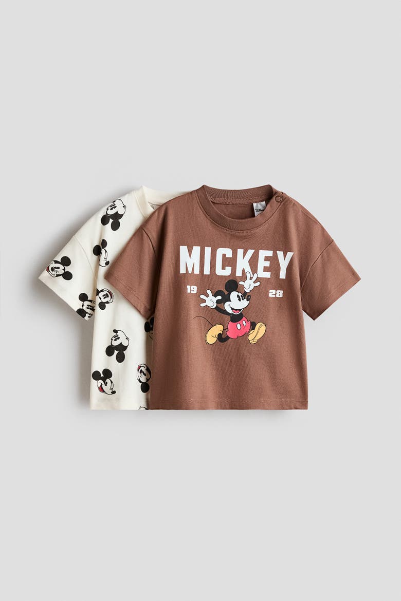 2-pack Printed T-shirts, Main, color, Brown/Mickey Mouse