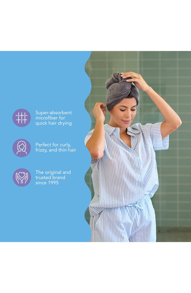 TURBIE TWIST 2 Pack Hair Towel Wraps for Straight, Wavy, Curly Hair, Alternate, color, Dark Shadow