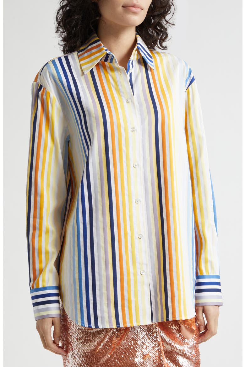 Brennan Stripe Boyfriend Shirt, Alternate, color, SUNSET
