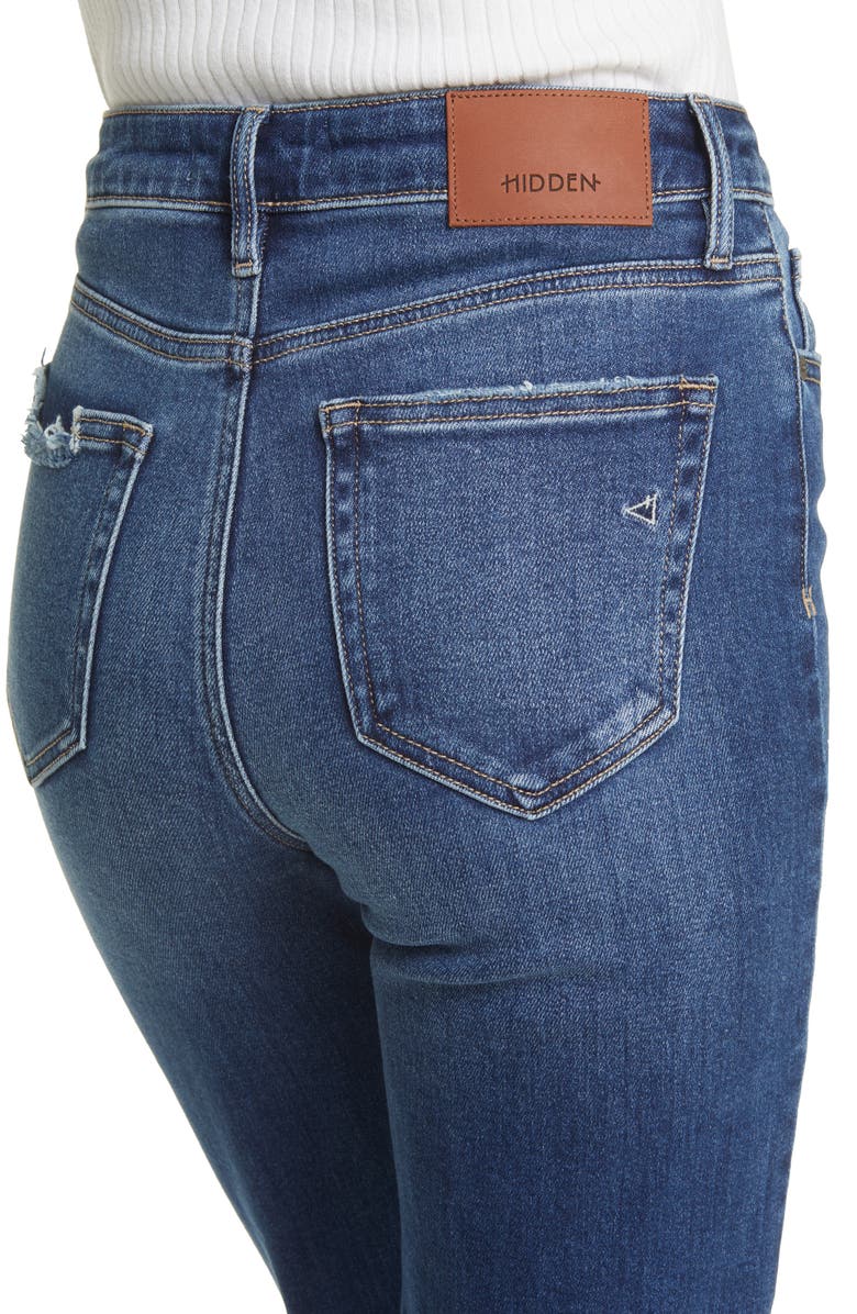 HIDDEN JEANS Tracey Exposed Button High Waist Ankle Straight Leg Jeans, Alternate, color, 