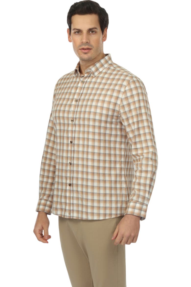 Men's Sawtooth Plaid Button-Down Shirt, Main, color, Beige