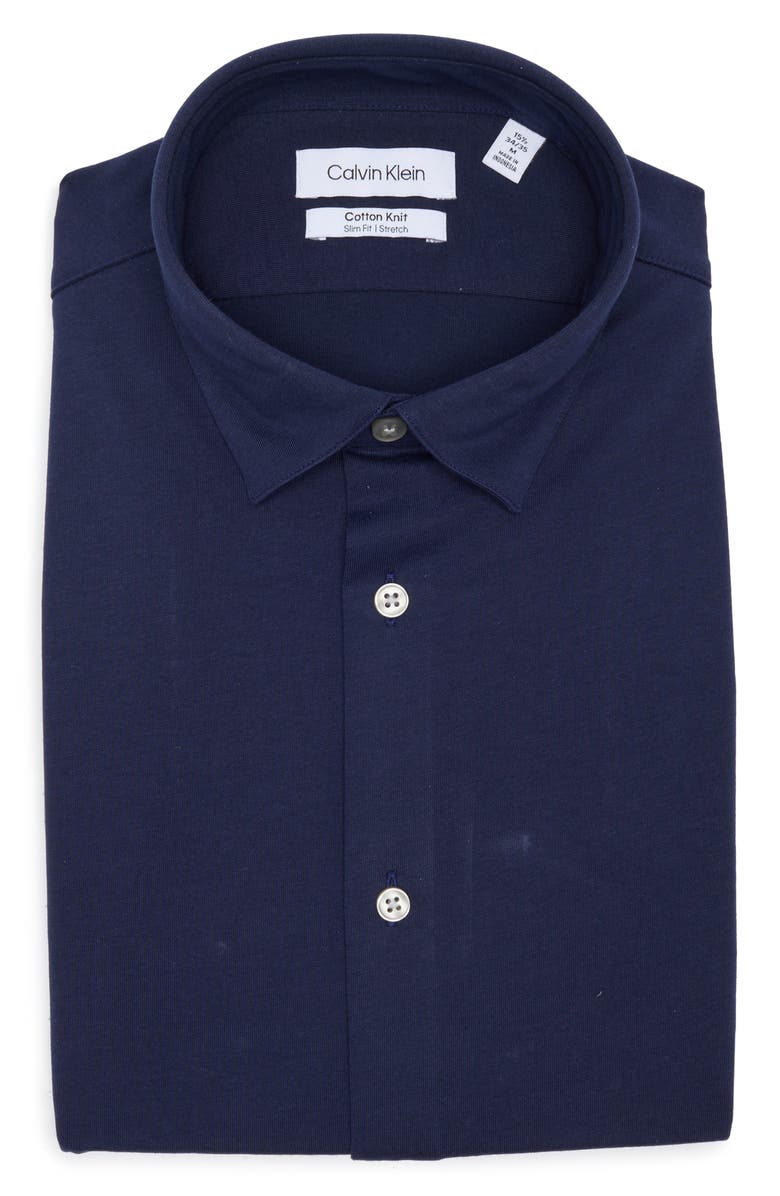 Calvin Klein Slim Fit Stretch Cotton Knit Dress Shirt, Alternate, color,