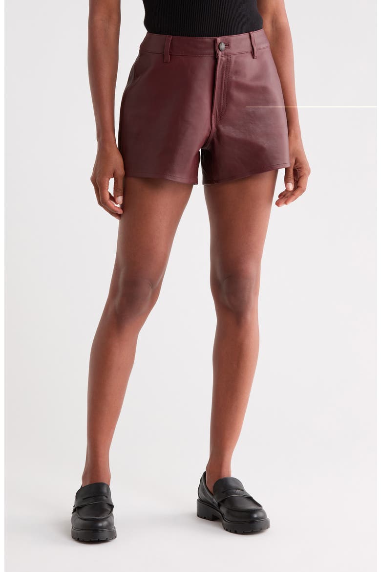 Zoie Leather Shorts, Main, color, SAFFRON LEATHER