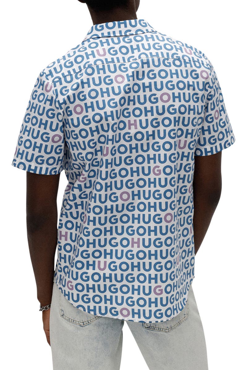 BOSS Ellino Short Sleeve Linen Button-Up Camp Shirt, Alternate, color,