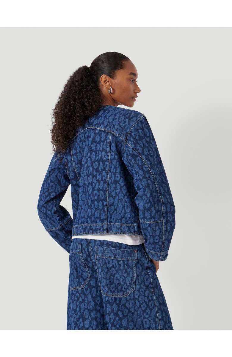 Hush Velma Leopard Print Denim Jacket, Alternate, color, Laser Leopard Print Mid Blue