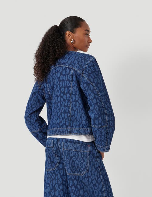 Hush Velma Leopard Print Denim Jacket In Blue