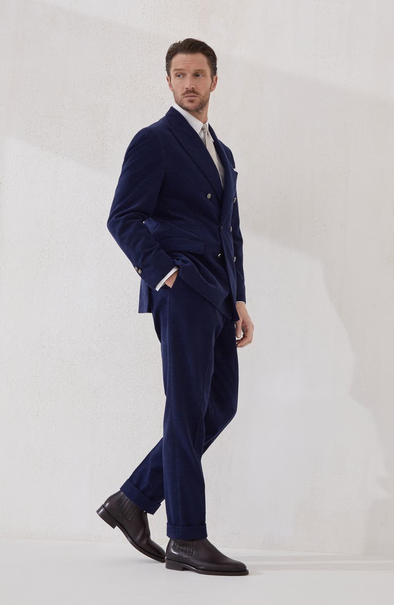 Brunello Cucinelli Double pleated trousers, Alternate, color, Sapphire