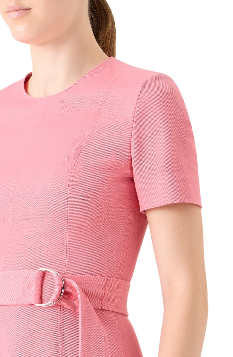 Akris punto Cotton Blend Belted A-Line Dress, Alternate, color, Blush