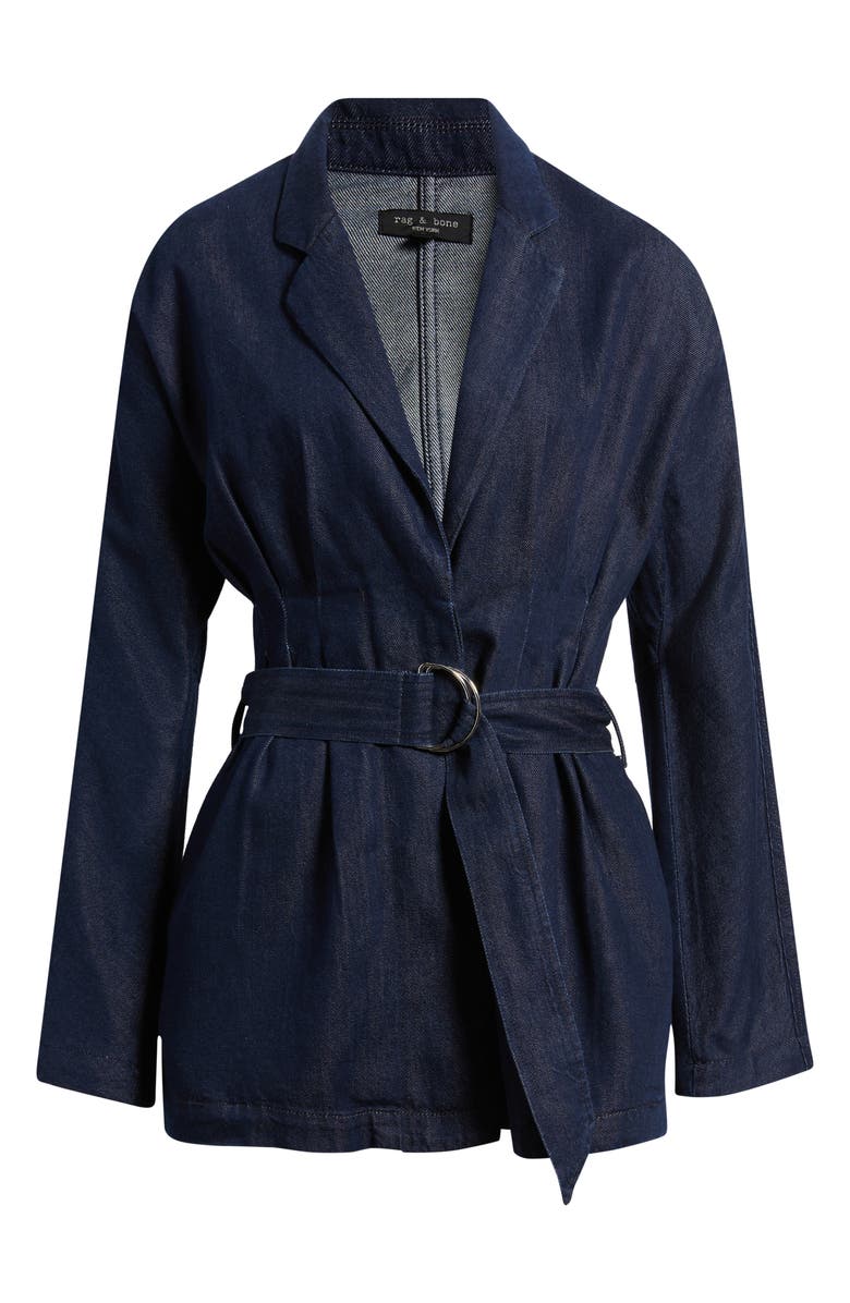rag & bone Mandi Belted Denim Blazer, Alternate, color, Ocean Rinse
