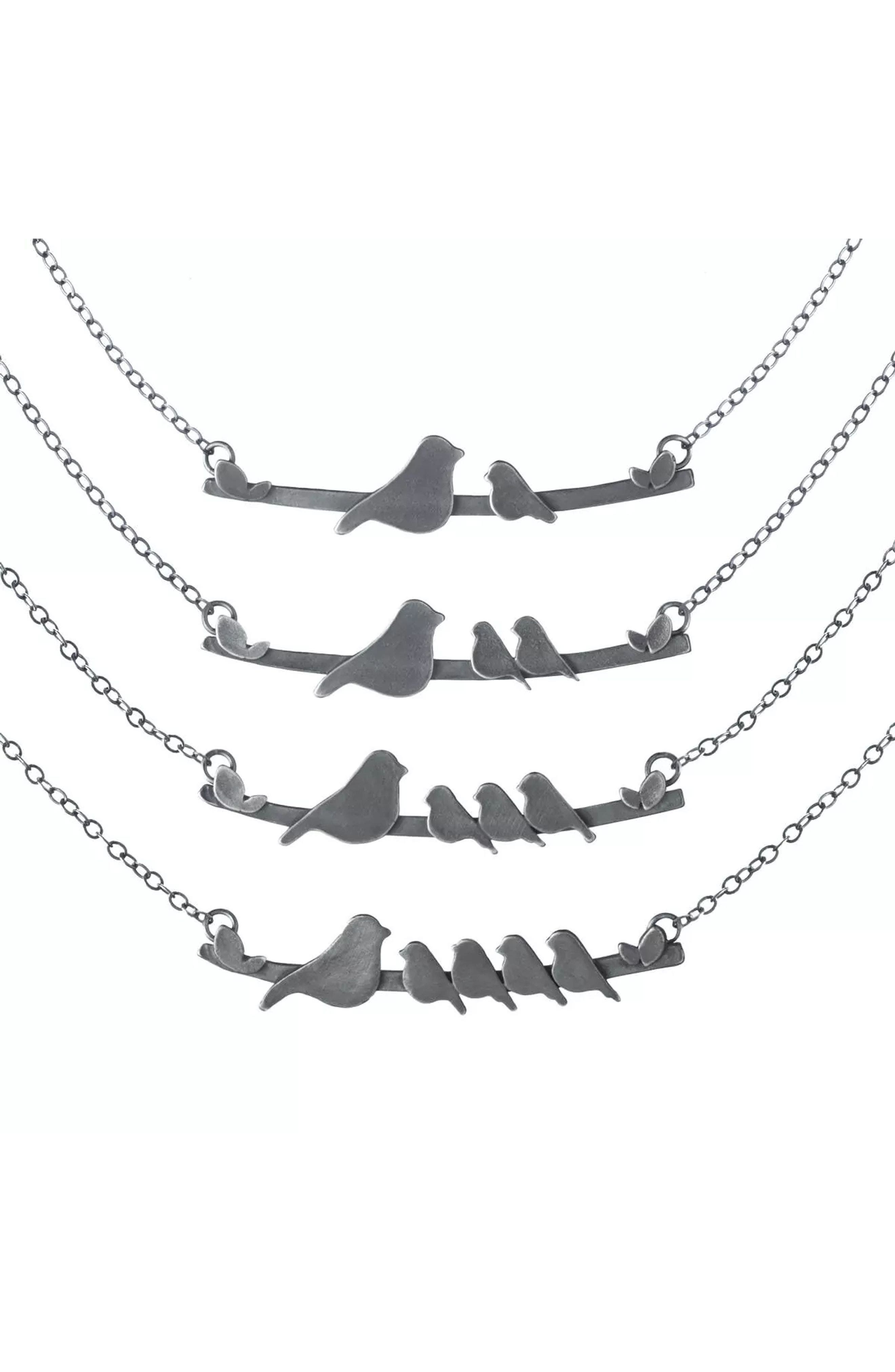Mother Nestling Birds Necklace by Figs and Ginger in 2 Babies 