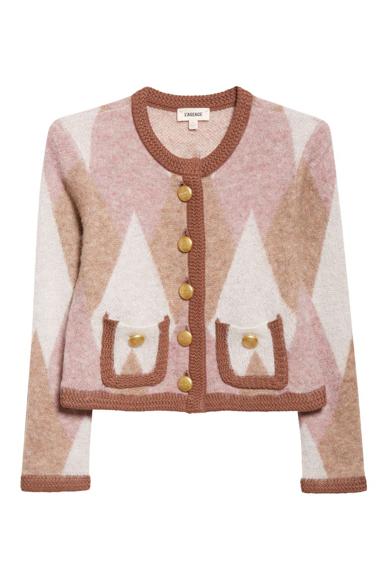 Siobhan Argyle Crop Cardigan, Alternate, color, NATURAL/ MAUVE MULTI ARGYLE