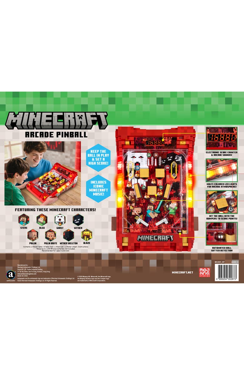 MINECRAFT Arcade Pinball, Nether, Lights & Sounds Tabletop Game, Kids 6+, Alternate, color, Multicolored