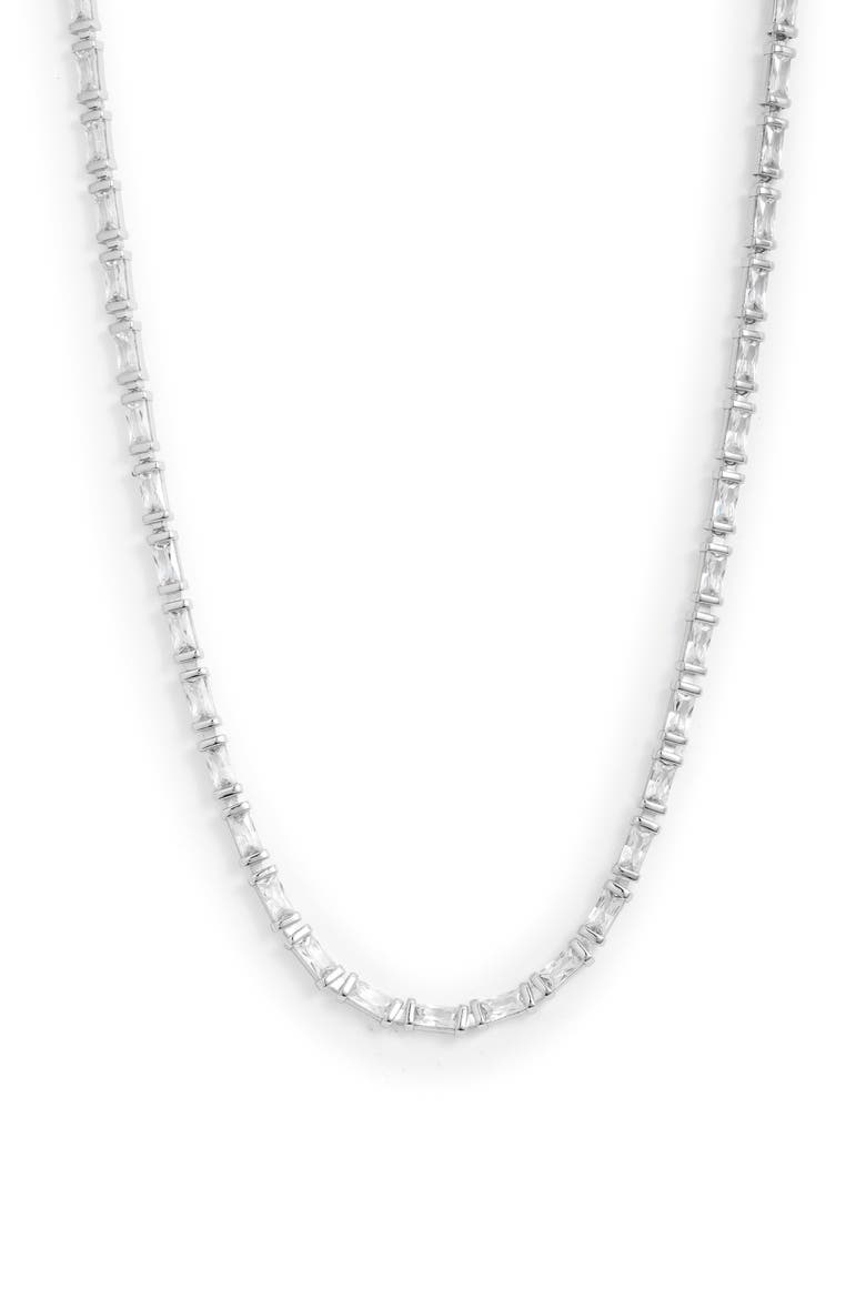 Juliette Tennis Necklace, Main, color, RHODIUM WHITE CRYSTAL