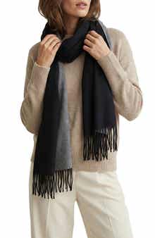 SAACHI Two-Tone Reversible Fringe Scarf