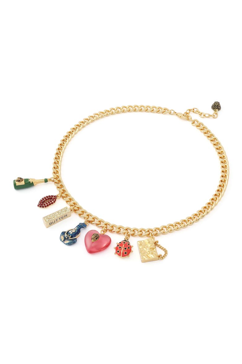 Mixed Charm Curb Chain Necklace, Alternate, color, GOLD/ MULTI