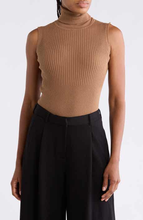 Sleeveless Ribbed Turtle Neck