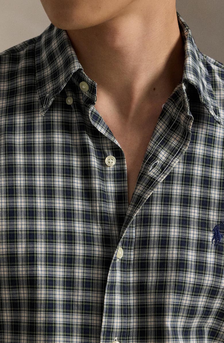 Polo Ralph Lauren Classic Fit Gingham Sanded Twill Button-Down Shirt, Alternate, color, Blue Green Multi