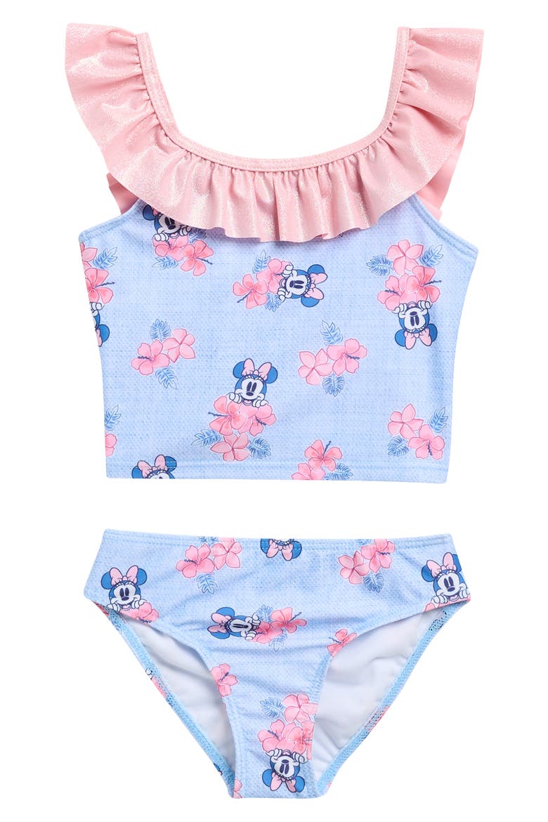 Disney® Minnie Mouse Tankini Two-Piece Swimsuit, Main, color, BLUE MULTI