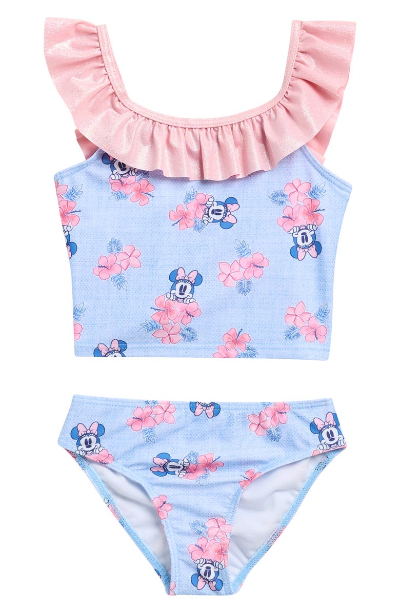 DREAMWAVE Disney<sup>®</sup> Minnie Mouse Tankini Two-Piece Swimsuit, Main, color, Blue Multi