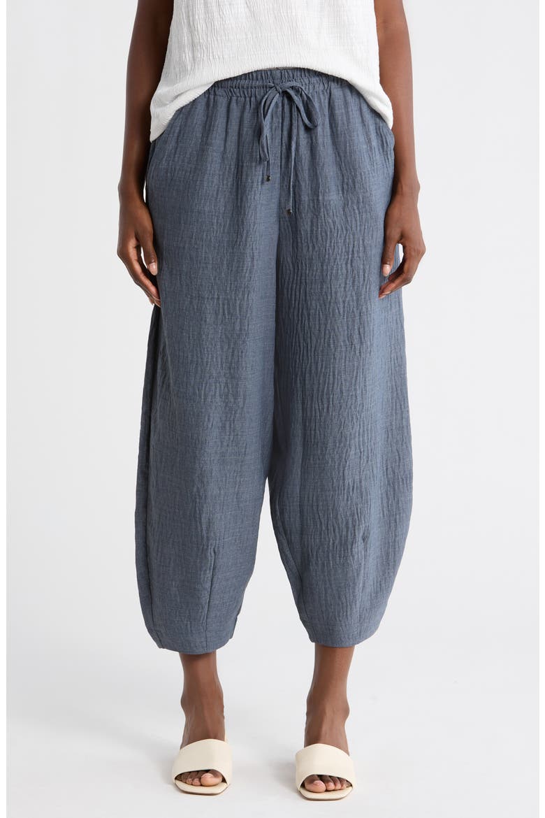 Drawstring Lantern Pants, Main, color, HEATHER BLUE STEEL