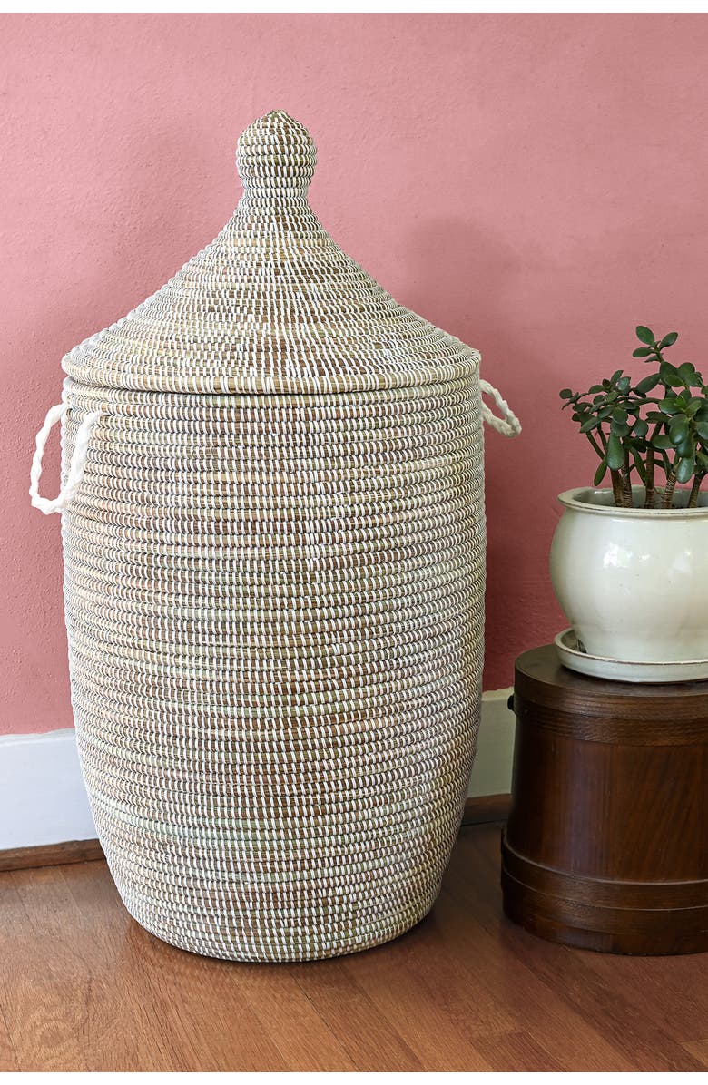 African Modern Slender Laurel Hamper Basket, Alternate, color, Natural