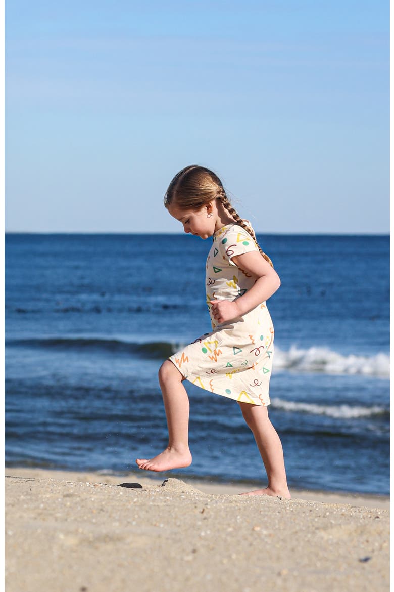 Kids' Summer Fun Cotton Blend T-Shirt Dress, Alternate, color, BEIGE MULTI