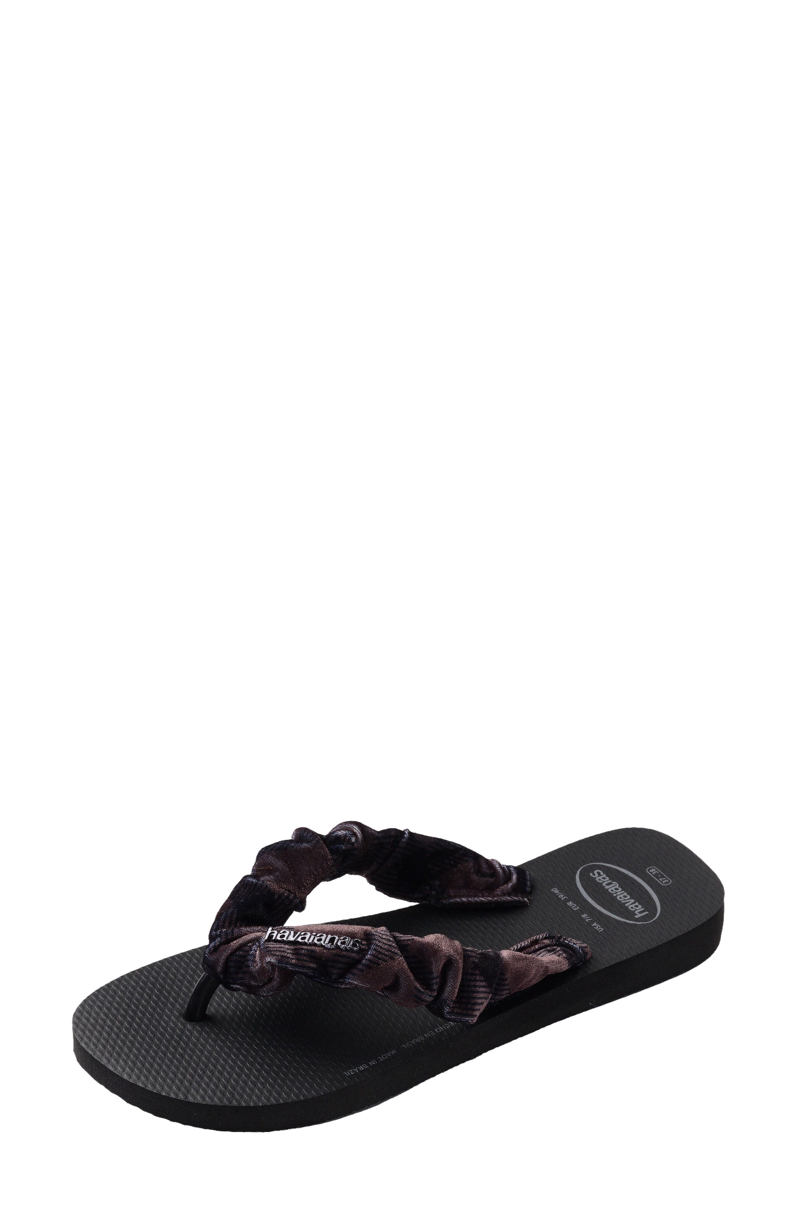 Top Scrunchie Flip Flop, Alternate, color, BLACK