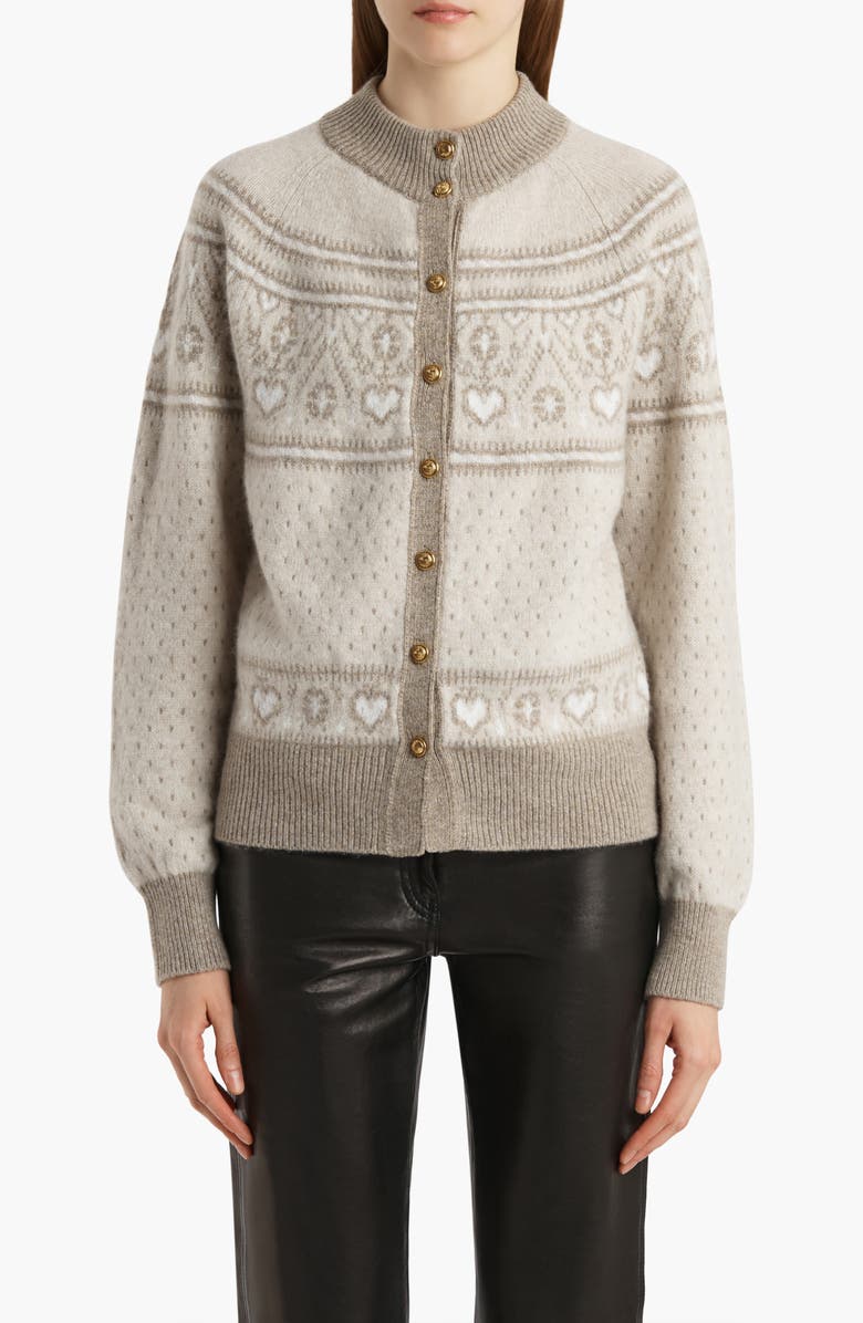 Khaite Marc Fair Isle Cashmere Cardigan, Main, color, Ecru Multi