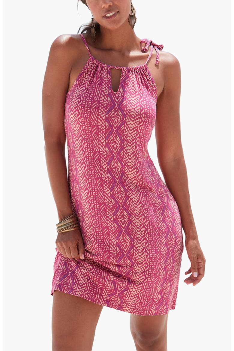 Women's Strap Detail Keyhole Dress, Main, color, Pink Multi
