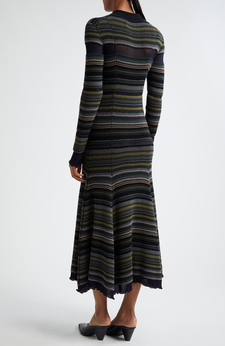 3.1 Phillip Lim Stripe Long Sleeve Knit Shirtdress, Alternate, color, Black Multi