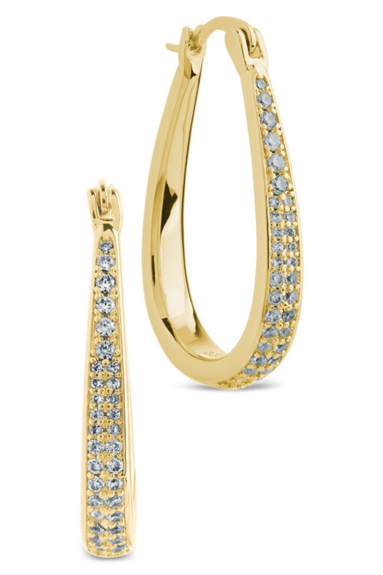 Cheryl Pavé Cubic Zirconia Teardrop Hoop Earrings, Main, color, GOLD