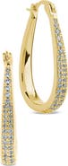 Sterling Forever Cheryl Pavé Cubic Zirconia Teardrop Hoop Earrings