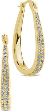 Sterling Forever Cheryl Pavé Cubic Zirconia Teardrop Hoop Earrings