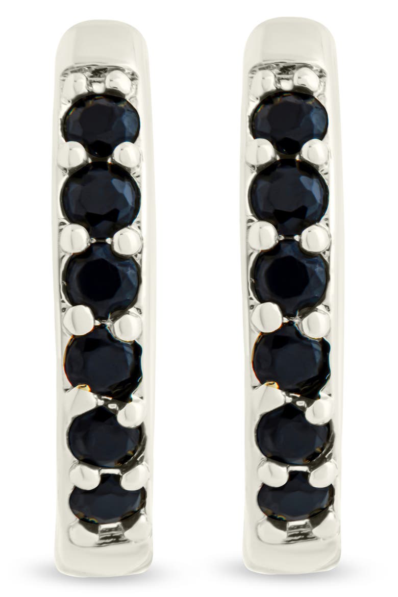 Zadie CZ Everyday Hoop Earrings, Alternate, color, SILVER/BLACK