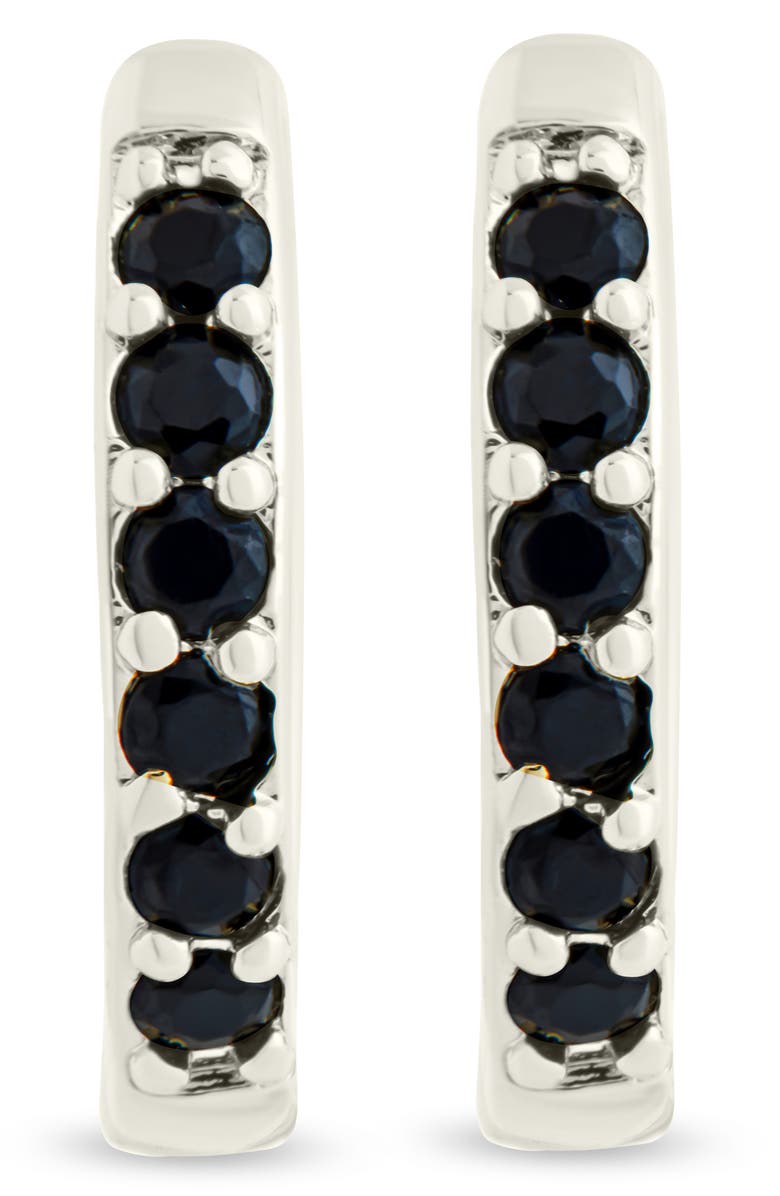 Sterling Forever Zadie CZ Everyday Hoop Earrings, Alternate, color, Silver/Black