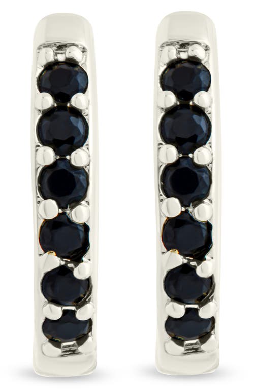 Sterling Forever Zadie Cz Everyday Hoop Earrings In Silver/black