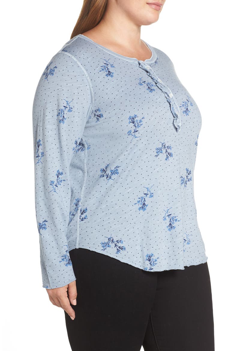 Washed Ruffle Henley Top, Alternate, color, MULTI