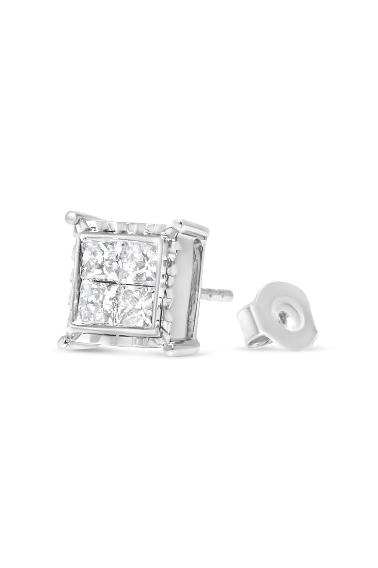 14K White Gold 1 1/2 Cttw Diamond Stud Earrings, Alternate, color, White
