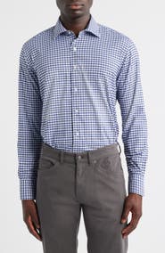 Peter Millar Fairbanks Ombré Check Performance Twill Button-Up Shirt