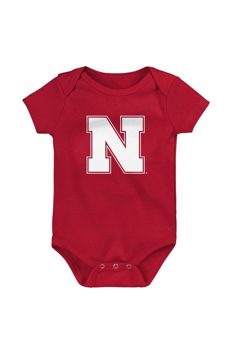 Outerstuff Newborn & Infant Scarlet/Black/Heather Gray Nebraska Huskers 3-Pack Born To Be Bodysuit Set, Alternate, color, 