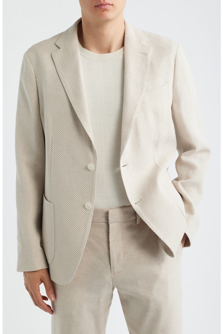 Hanry Slim Fit Tan Textured Cotton & Linen Blend Sport Coat, Main, color, OPEN BEIGE