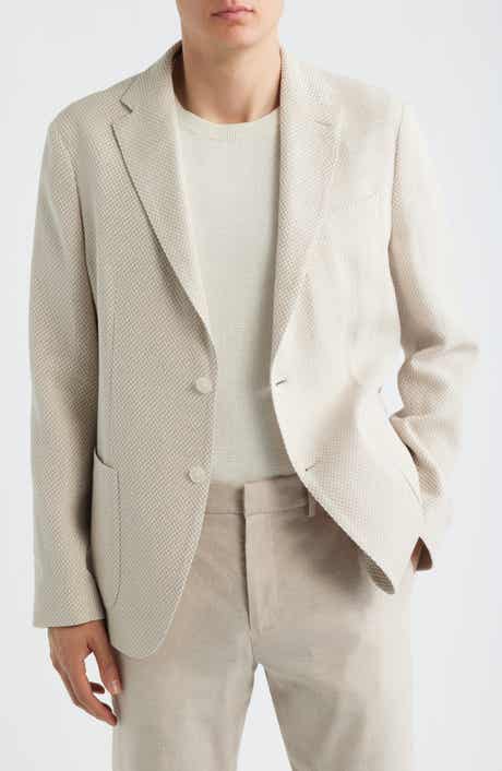 Hanry Slim Fit Tan Textured Cotton & Linen Blend Sport Coat
