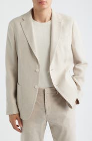 BOSS Hanry Slim Fit Tan Textured Cotton & Linen Blend Sport Coat